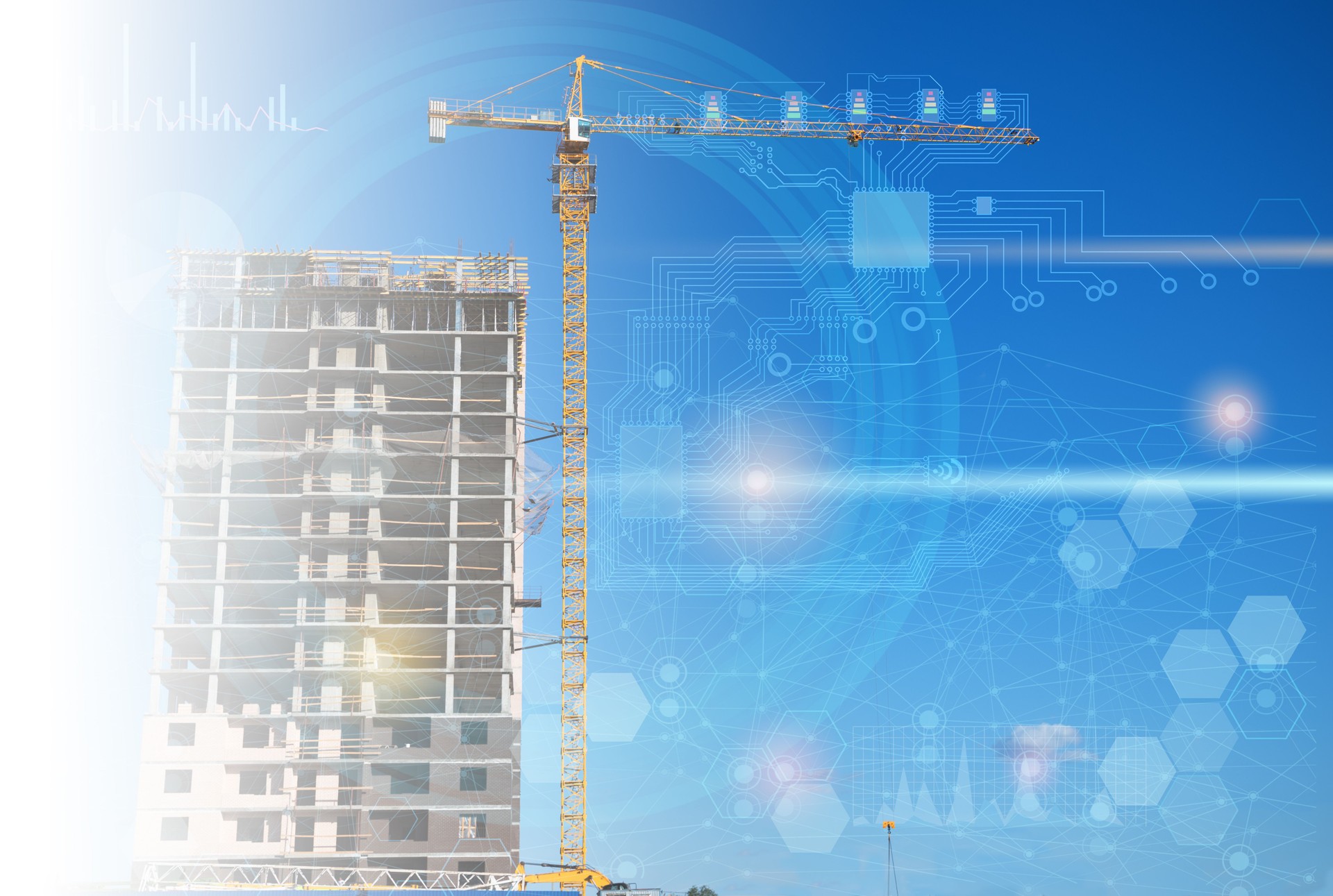 construction of apartment buildings using artificial intelligence technologies to analyze labor costs and green industry and nature conservation